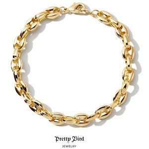 18K Yellow Gold Plated Puffed Mariner Bracelet